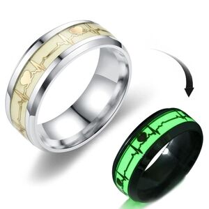 Unisex Glow in the Dark Heartbeat Ring Size 9